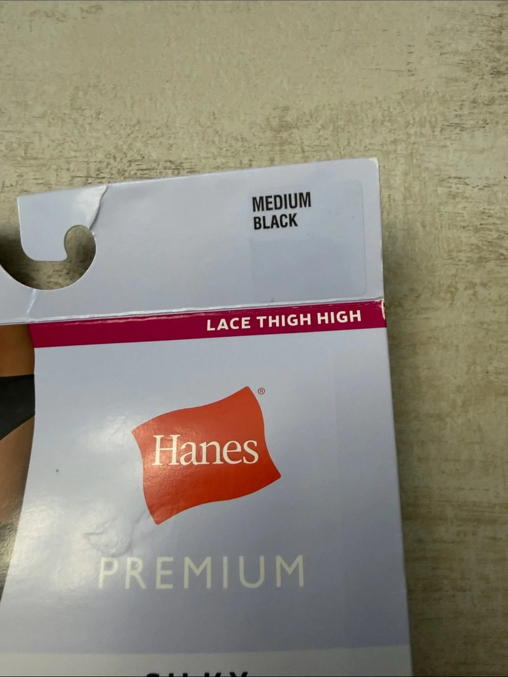 Hanes Black Silky Sheer Lace Thigh Highs